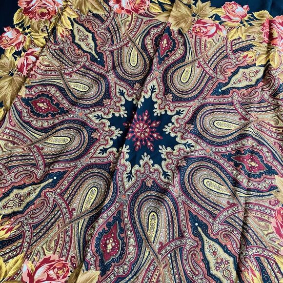 Amazing Black & Multicolor Scarf Made In Italy 100% Polyester Wrap Fringe Ends - Picture 3 of 7